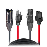 25 Ft. XLR Audio + Edison to IEC Power Cable for PA DJ Speakers
