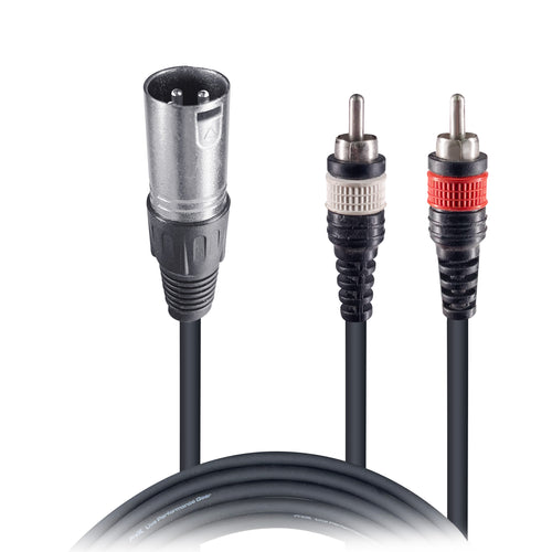 10' Ft Premium XLR Male to Dual RCA Splitter Duplicator Lead Y-Cable