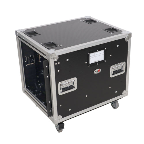 10U 20" Deep Vertical Rack to Rack Shock Mount Case with 2 Sliding Slam Doors & 4" Caster Wheels