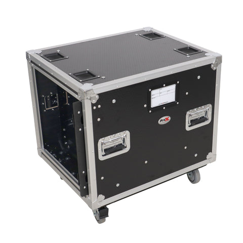 10U 20" Deep Vertical Rack to Rack Shock Mount Case with 2 Sliding Slam Doors & 4" Caster Wheels