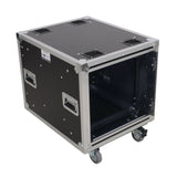 10U 20" Deep Vertical Rack to Rack Shock Mount Case with 2 Sliding Slam Doors & 4" Caster Wheels