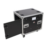 10U 20" Deep Vertical Rack to Rack Shock Mount Case with 2 Sliding Slam Doors & 4" Caster Wheels