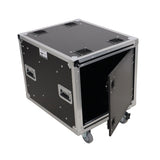 10U 20" Deep Vertical Rack to Rack Shock Mount Case with 2 Sliding Slam Doors & 4" Caster Wheels