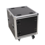 10U 20" Deep Vertical Rack to Rack Shock Mount Case with 2 Sliding Slam Doors & 4" Caster Wheels