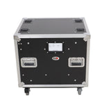 10U 20" Deep Vertical Rack to Rack Shock Mount Case with 2 Sliding Slam Doors & 4" Caster Wheels