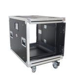 10U 24" Deep Vertical Rack to Rack Shock Mount Case with 2 Sliding Slam Doors & 4" Caster Wheels