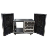 12U Shockproof Workstation Case W-Dual Side Table and Drawers | 24 In Rail to Rail