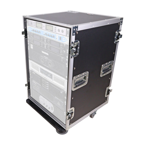 14U Vertical Amp Rack Mount Flight Case with Caster Wheels