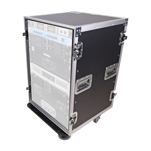 16U Vertical Amp Rack Mount Flight Case with Caster Wheels