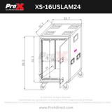 16U 24" Deep Vertical Rack to Rack Shock Mount Case with 2 Sliding Slam Doors & 4" Caster Wheels