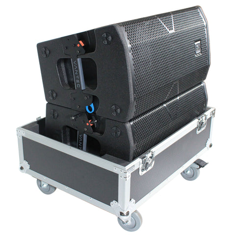 Universal ATA Dual Speaker Flight Case fits 28x26x20 in. 2x RCF HDL10 HDL28, DAS VANTEC 20A