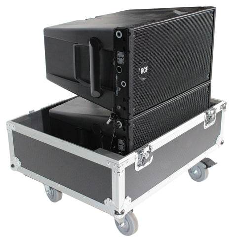 Fits 2x RCF HDL 10-A Line Array Speakers Flight Case with 4 inch Wheels