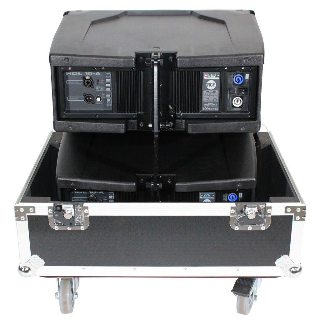 Fits 2x RCF HDL 10-A Line Array Speakers Flight Case with 4 inch Wheels