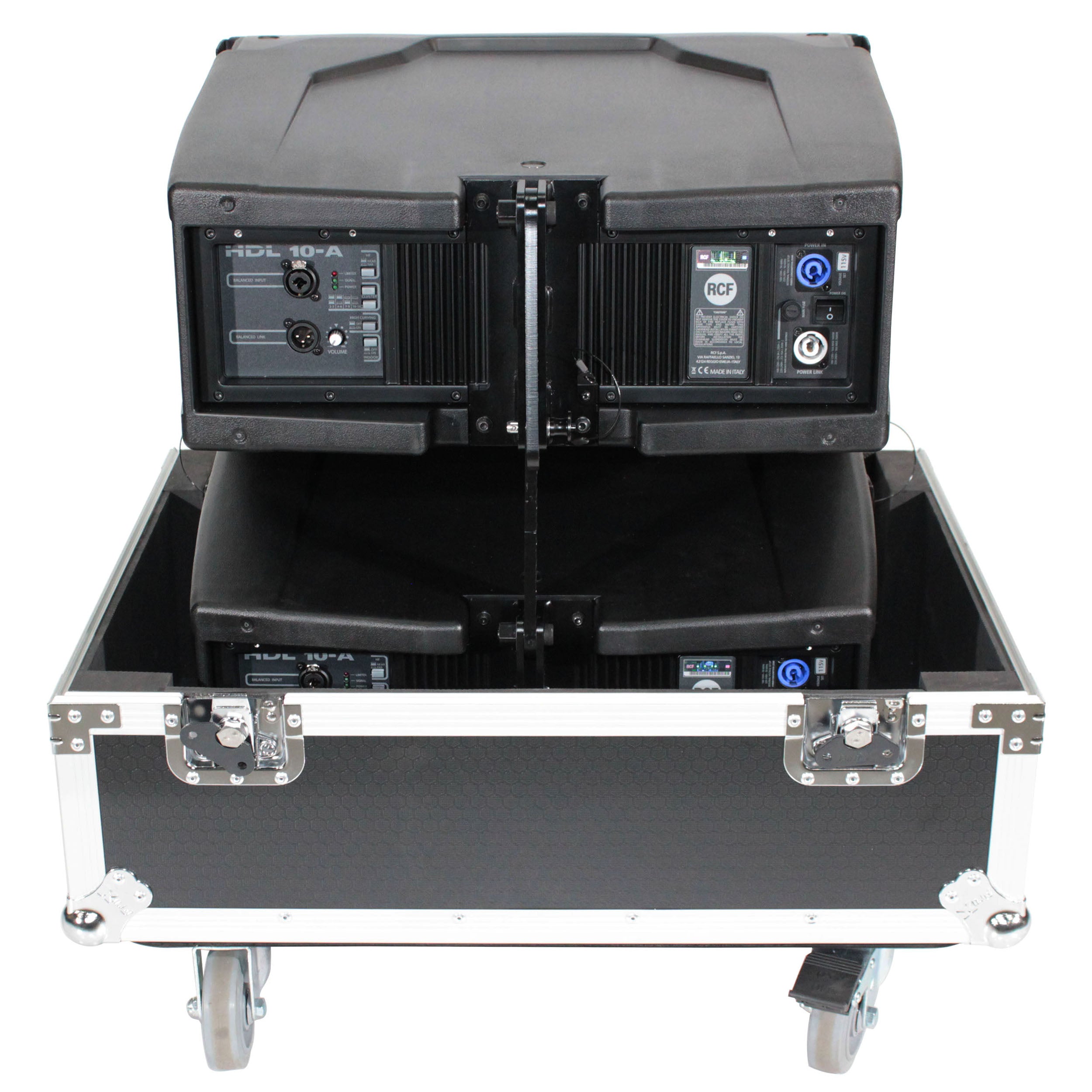 Universal ATA Dual Speaker Flight Case fits 28x26x20 in. 2x RCF HDL10 HDL28, DAS VANTEC 20A