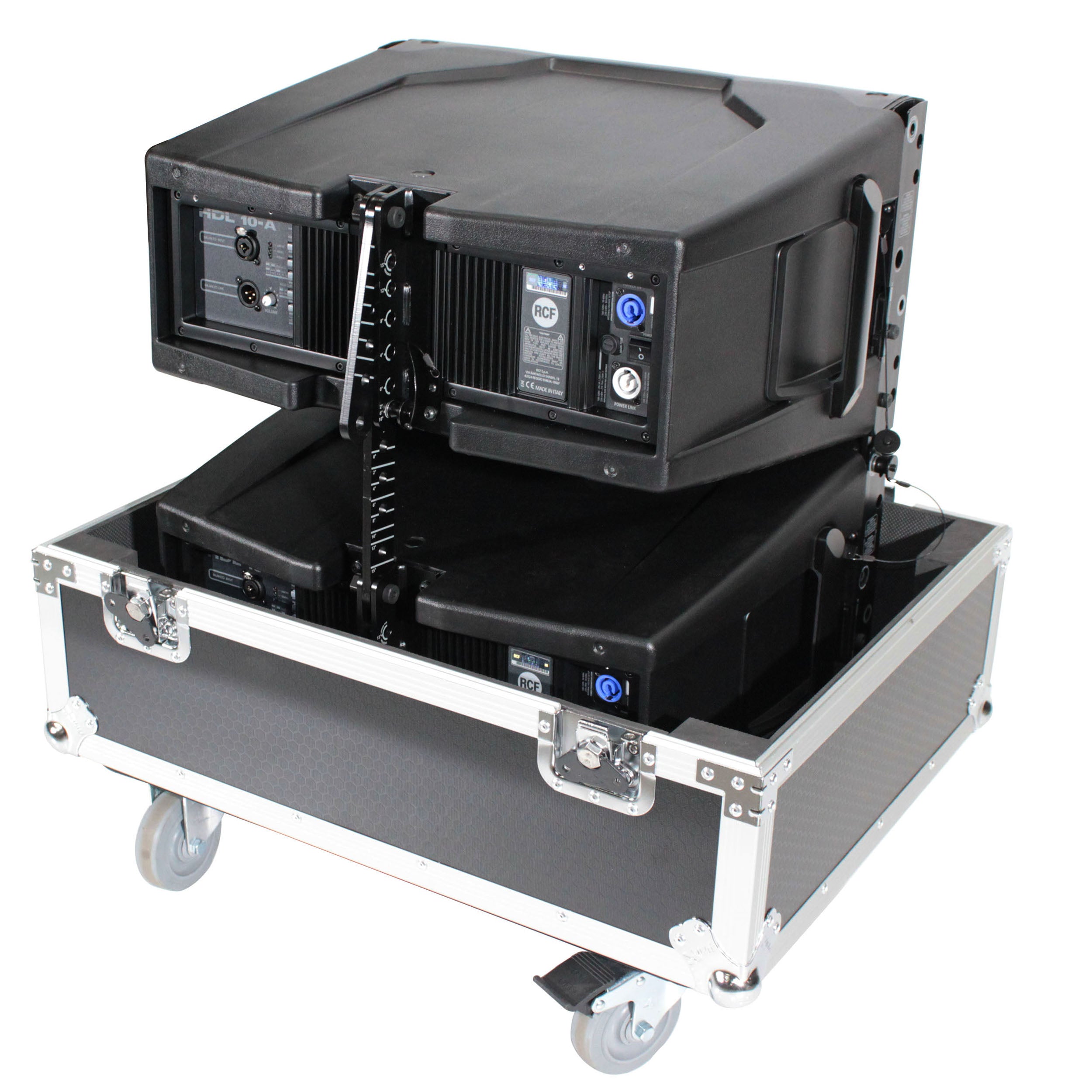 Universal ATA Dual Speaker Flight Case fits 28x26x20 in. 2x RCF HDL10 HDL28, DAS VANTEC 20A