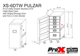 Pro 6 Utility Drawer Workbox ATA Flight Style Case with Hinged Storage Door and Five 5 inch Casters