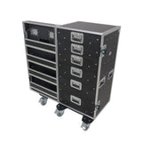 Pro 6 Utility Drawer Workbox ATA Flight Style Case with Hinged Storage Door and Five 5 inch Casters