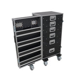 Pro 6 Utility Drawer Workbox ATA Flight Style Case with Hinged Storage Door and Five 5 inch Casters
