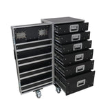 Pro 6 Utility Drawer Workbox ATA Flight Style Case with Hinged Storage Door and Five 5 inch Casters
