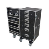 Pro 6 Utility Drawer Workbox ATA Flight Style Case with Hinged Storage Door and Five 5 inch Casters