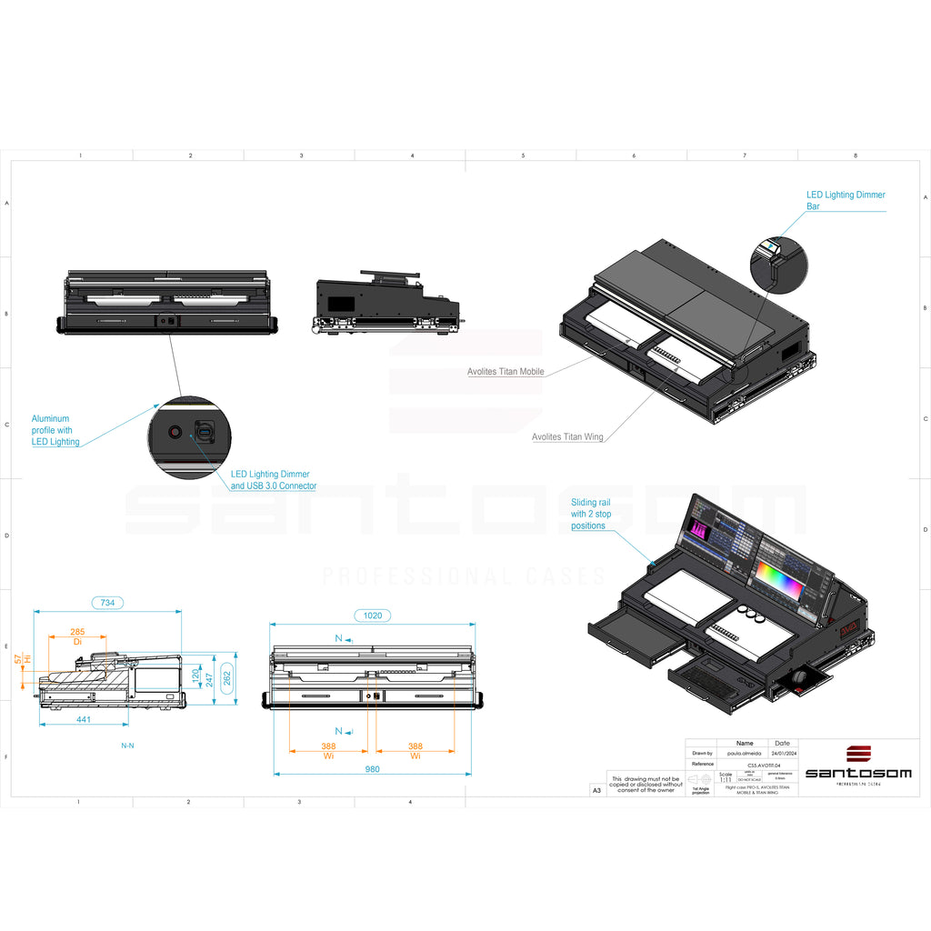 Flight case for AVOLITES TITAN MOBILE & TITAN WING Lighting controller with 4x casters by Santosom