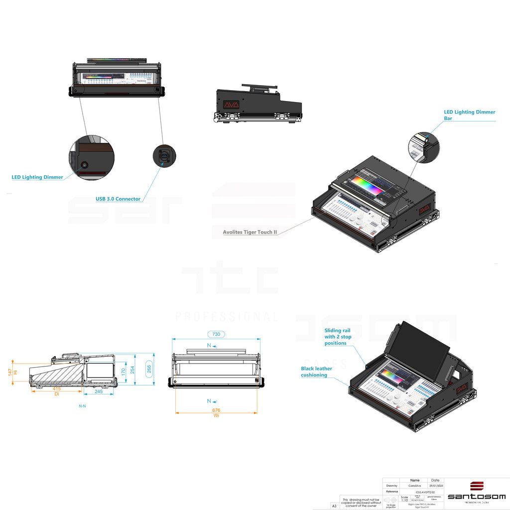 Flight case for AVOLITES Tiger Touch II Lighting controller with 4x casters by Santosom