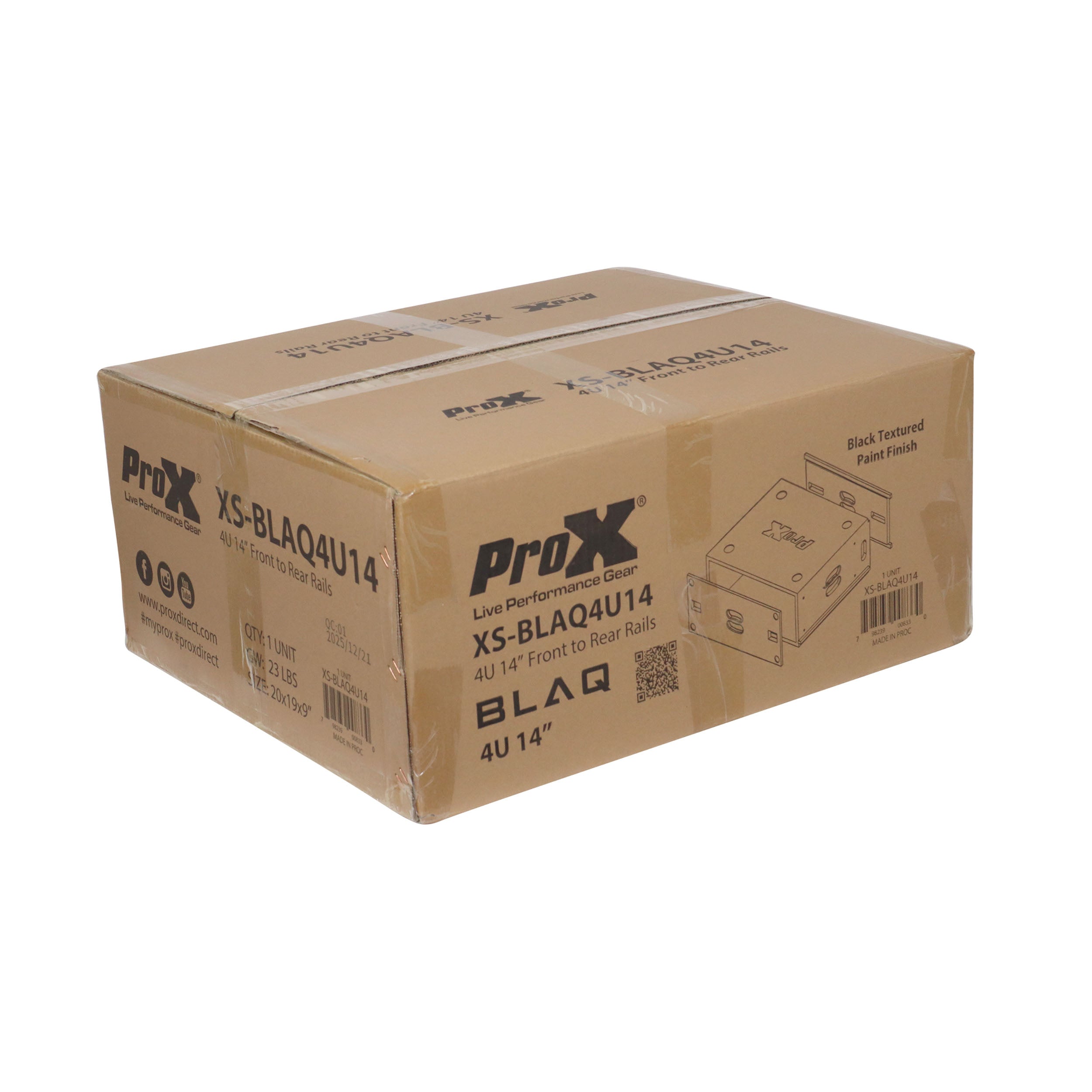 4U Rack Case 14" Deep Vertical Amp Rack Polyurea Coated BLAQ Series
