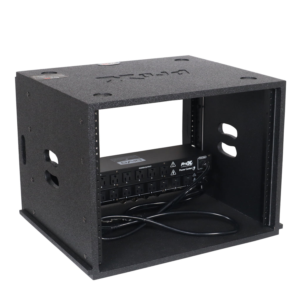 8U Rack Case 14" Deep Vertical Amp Rack Polyurea Coated BLAQ Series