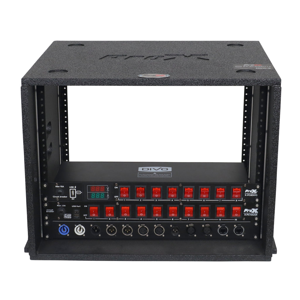 8U Rack Case 14" Deep Vertical Amp Rack Polyurea Coated BLAQ Series