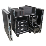 BRANCO ATA Flight Style FOH Mixing Console Case 12U Shockproof Rack 2 Drawer 2 Side Tables & 4 Locking Casters