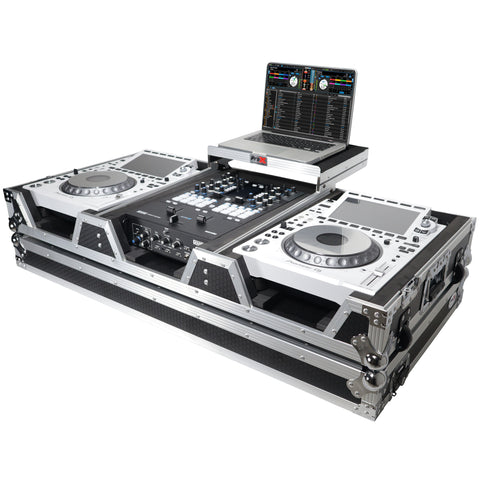 Flight Case DJ Coffin for Pioneer Mixer DJM-900NXS2 and 2 CDJ-3000 W-Wheels and Laptop Shelf