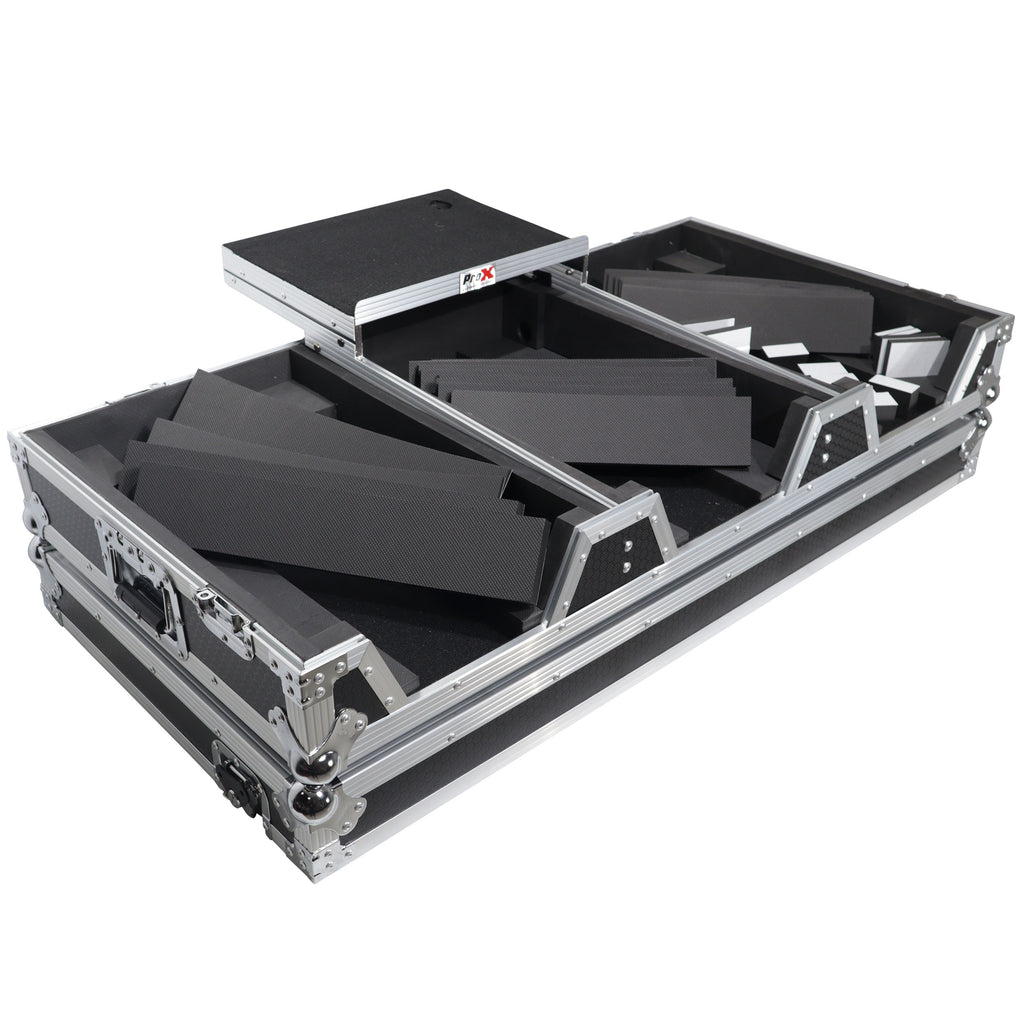 Flight Case DJ Coffin for Pioneer Mixer DJM-900NXS2 and 2 CDJ-3000 W-Wheels and Laptop Shelf