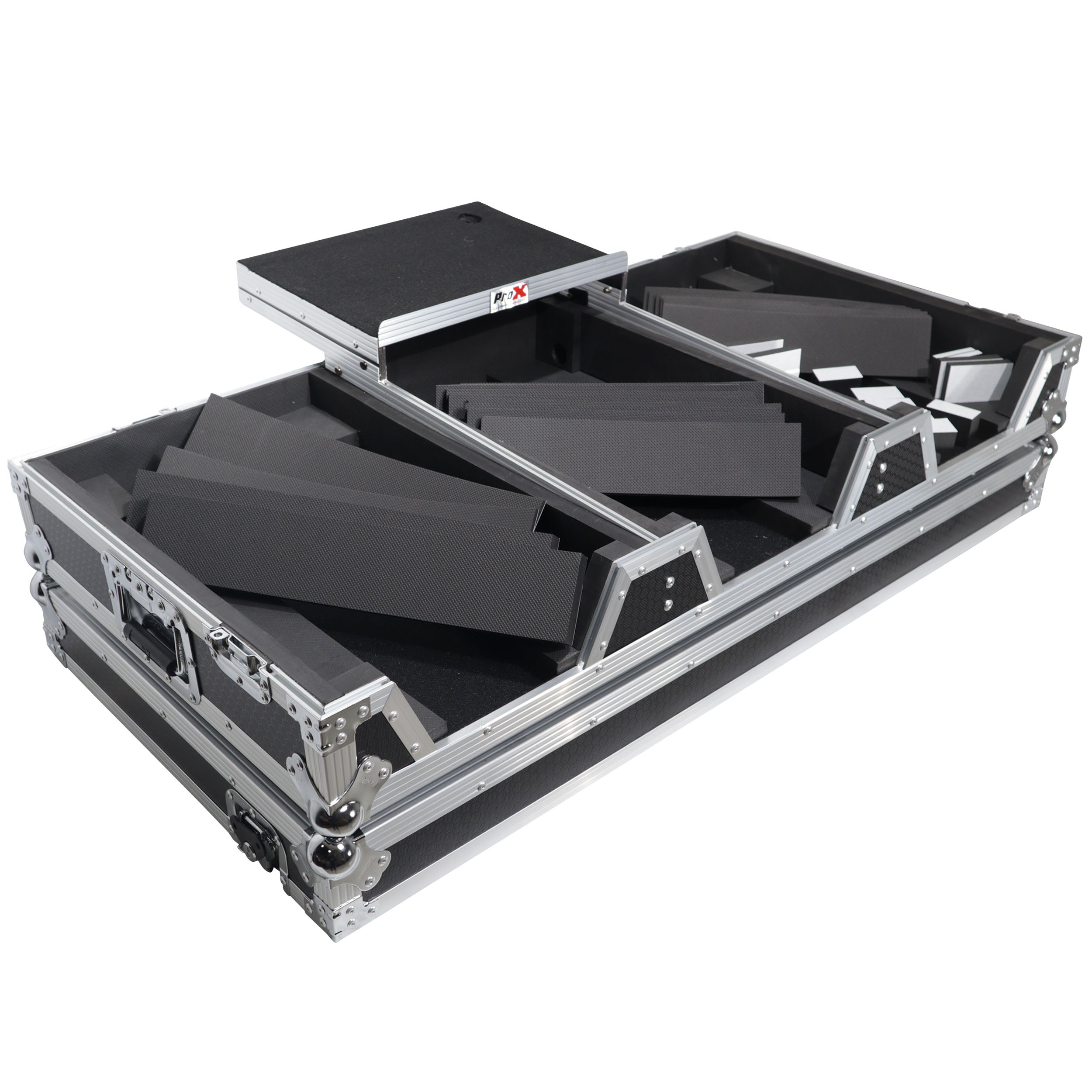 Flight Case DJ Coffin for Pioneer Mixer DJM-900NXS2 and 2 CDJ-3000 W-Wheels and Laptop Shelf