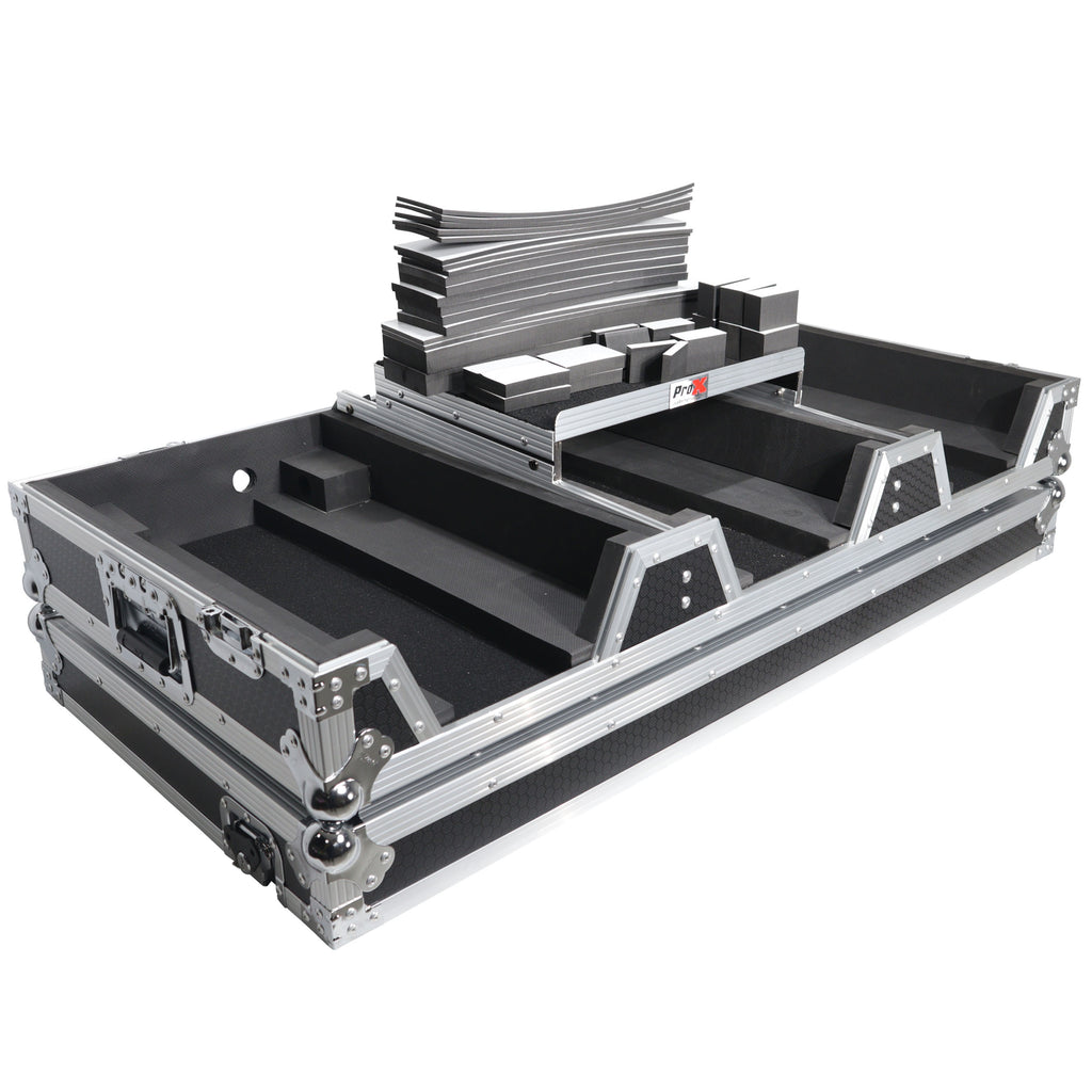 Flight Case DJ Coffin for Pioneer Mixer DJM-900NXS2 and 2 CDJ-3000 W-Wheels and Laptop Shelf
