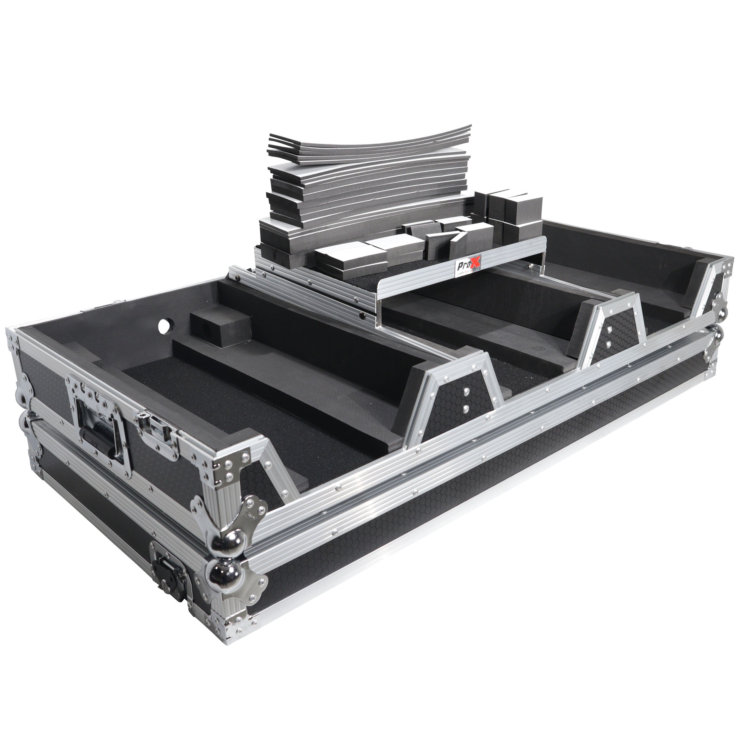 Flight Case DJ Coffin for Pioneer Mixer DJM-900NXS2 and 2 CDJ-3000 W-Wheels and Laptop Shelf