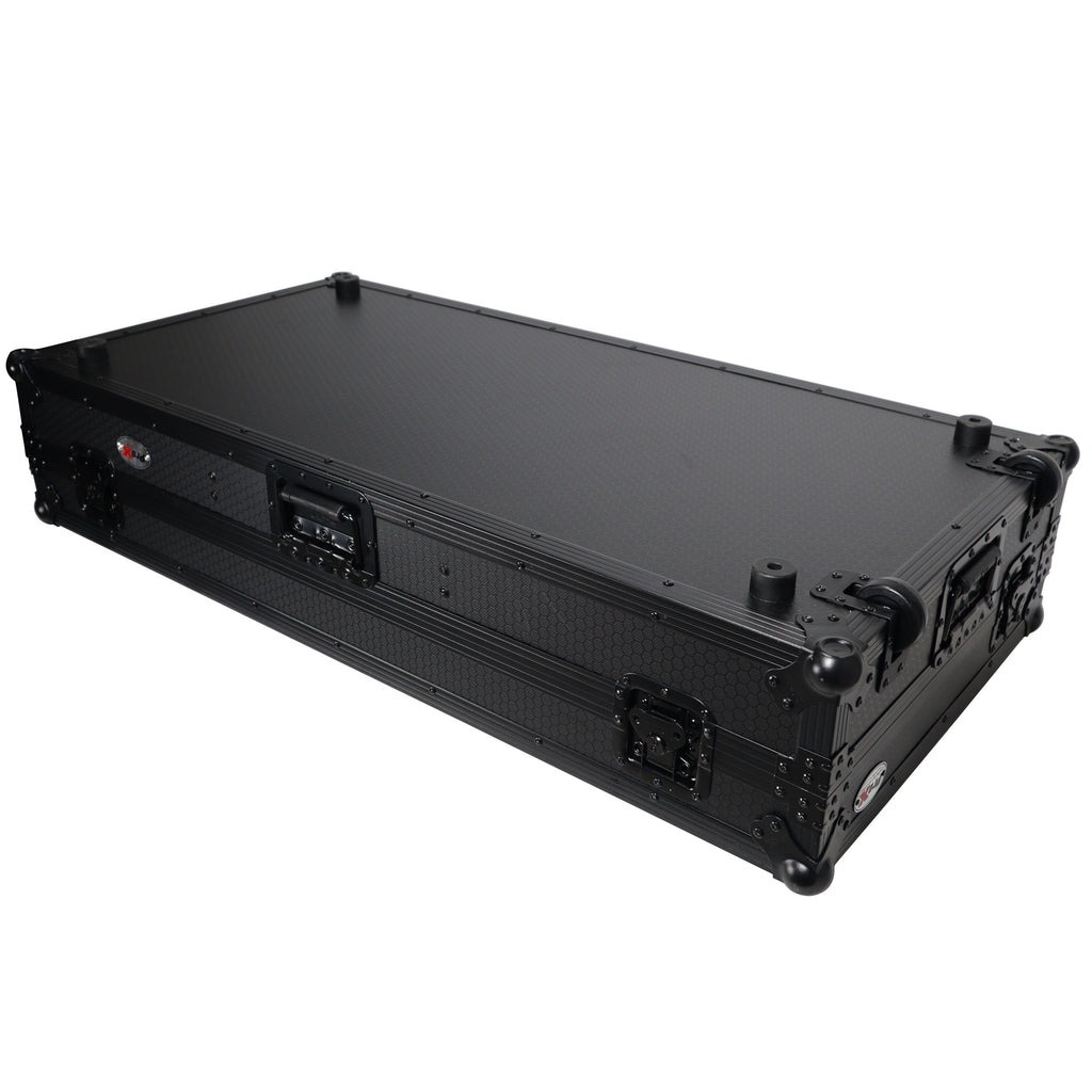 DJ Coffin Case for Pioneer 2X CDJ-3000 CD and DJM-900NXS2 Mixer W/Wheels & Laptop Shelf (Black on Black)
