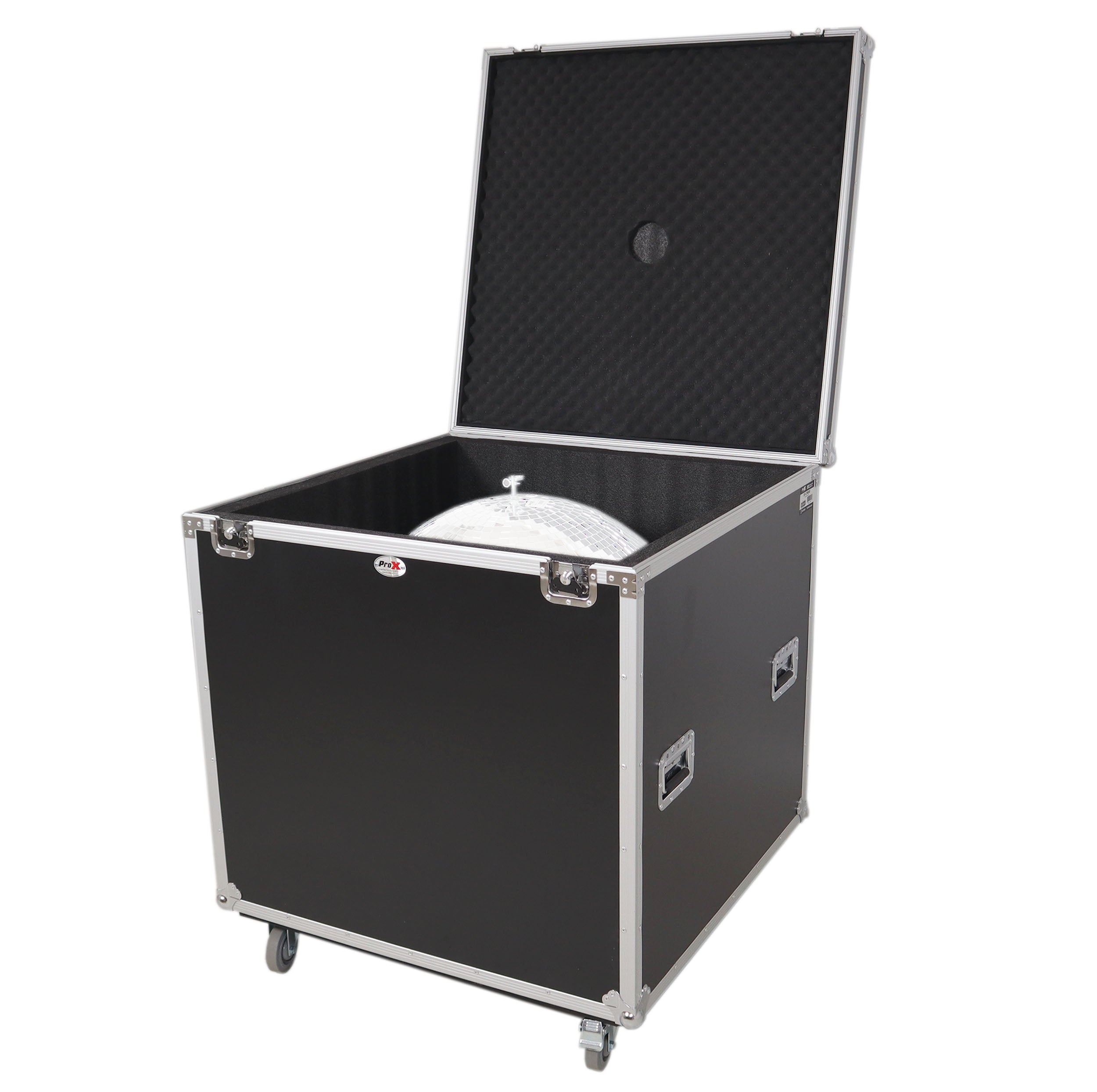 30" Mirror Ball Flight Road Case with wheels and Stay open hinge door