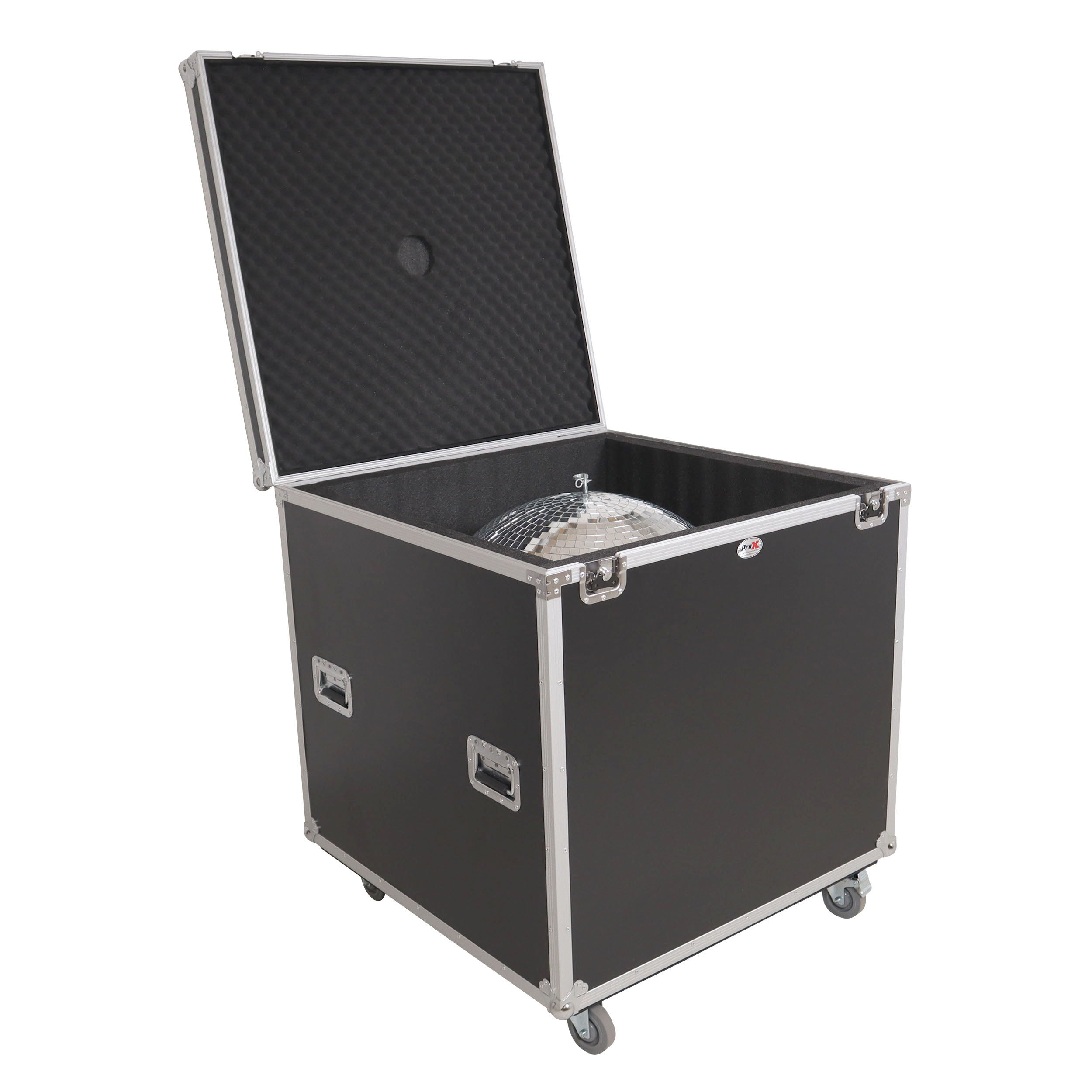 30" Mirror Ball Flight Road Case with wheels and Stay open hinge door