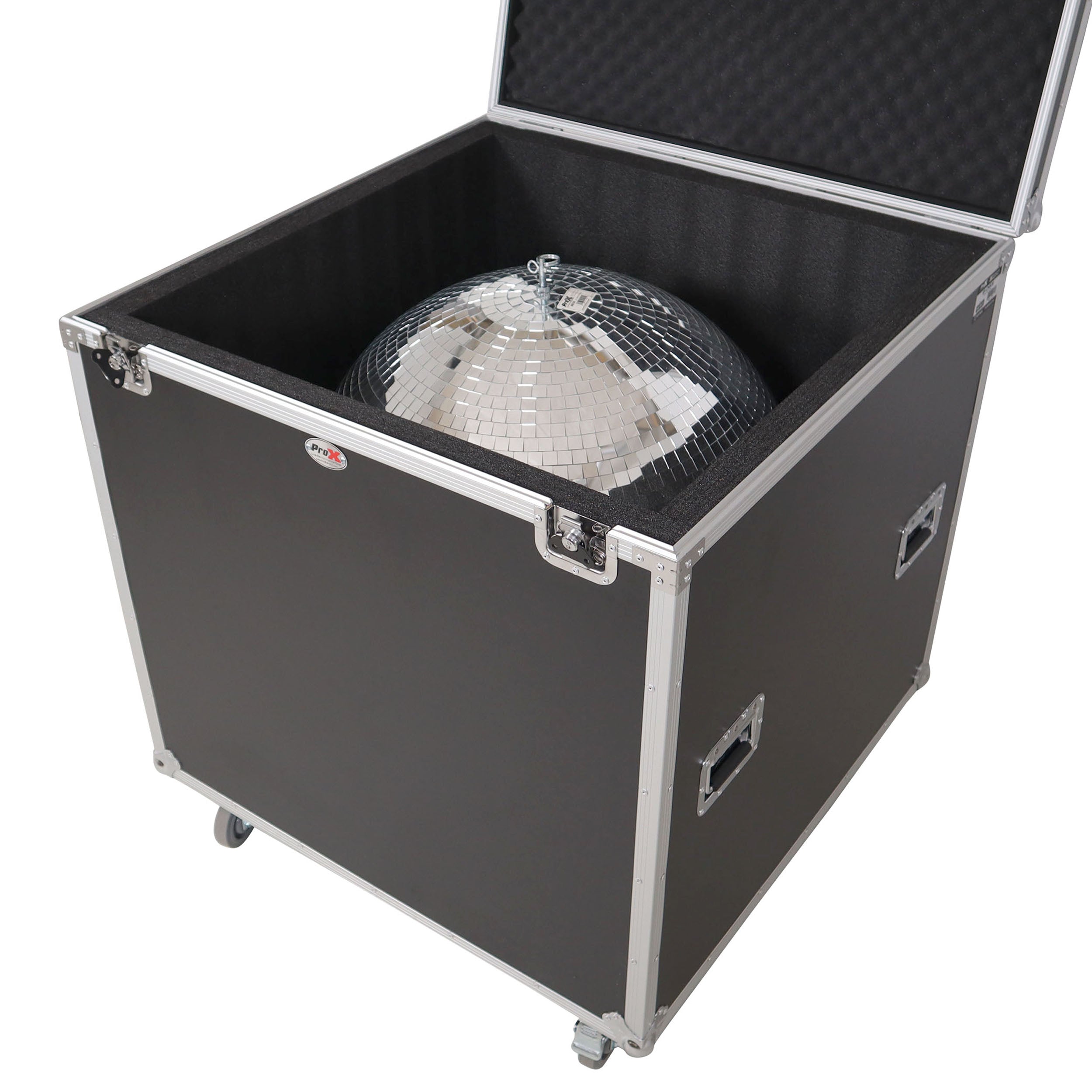 24" Mirror Ball Flight Road Case with wheels and Stay open hinge door