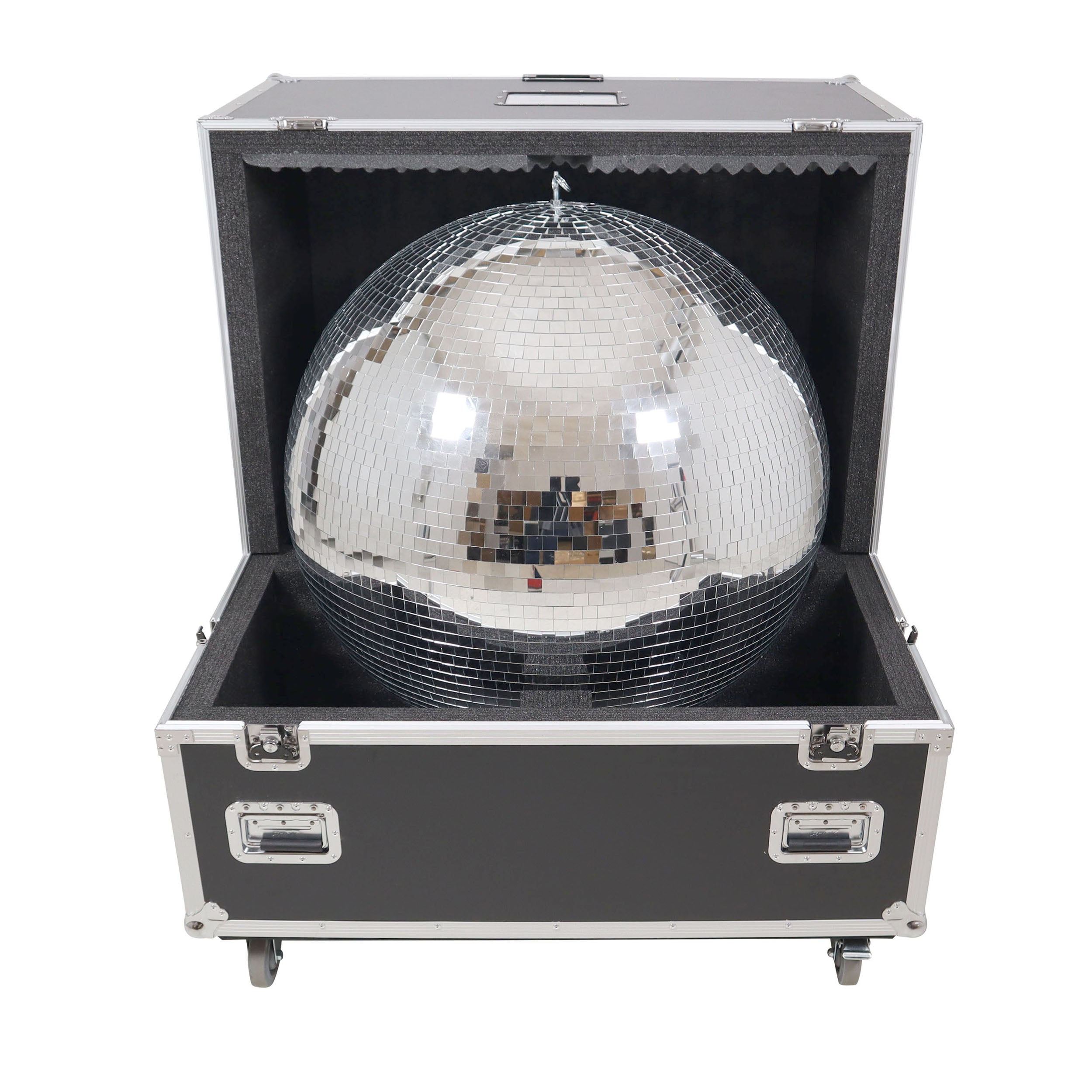 36" Mirror Ball Flight Road Case with wheels and two removable top cover