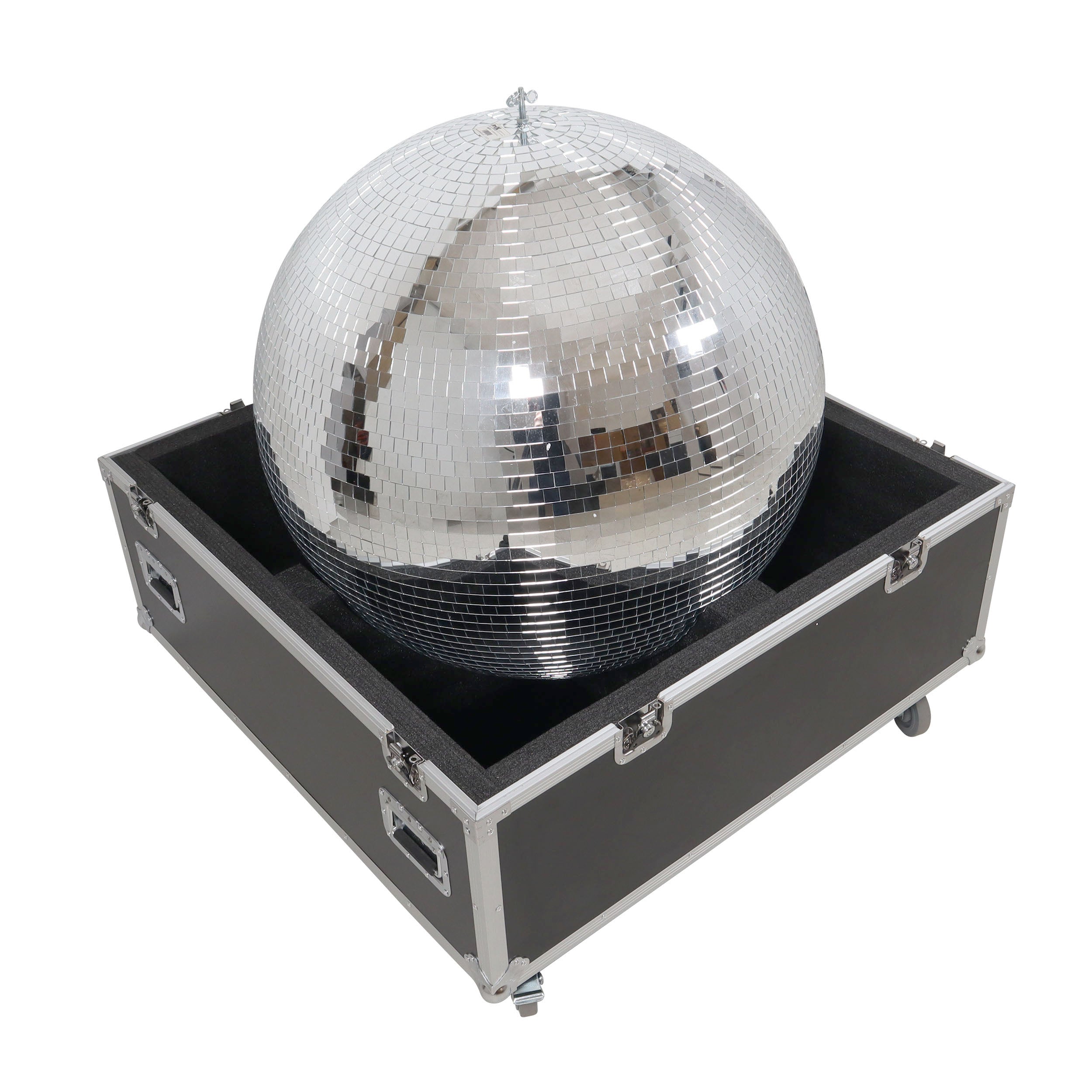 36" Mirror Ball Flight Road Case with wheels and two removable top cover