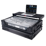 ATA Flight Style Road Case For Pioneer DDJ-FLX10 or DDJ-GRV6 with Laptop Shelf 1U Rack Space Wheels and LED Black Finish