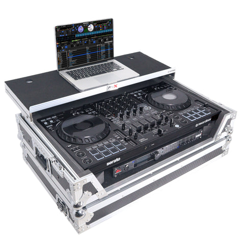Flight Style Road Case For Pioneer DDJ-FLX10 or DDJ-GRV6 DJ Controller with Laptop Shelf 1U Rack Space and Wheels