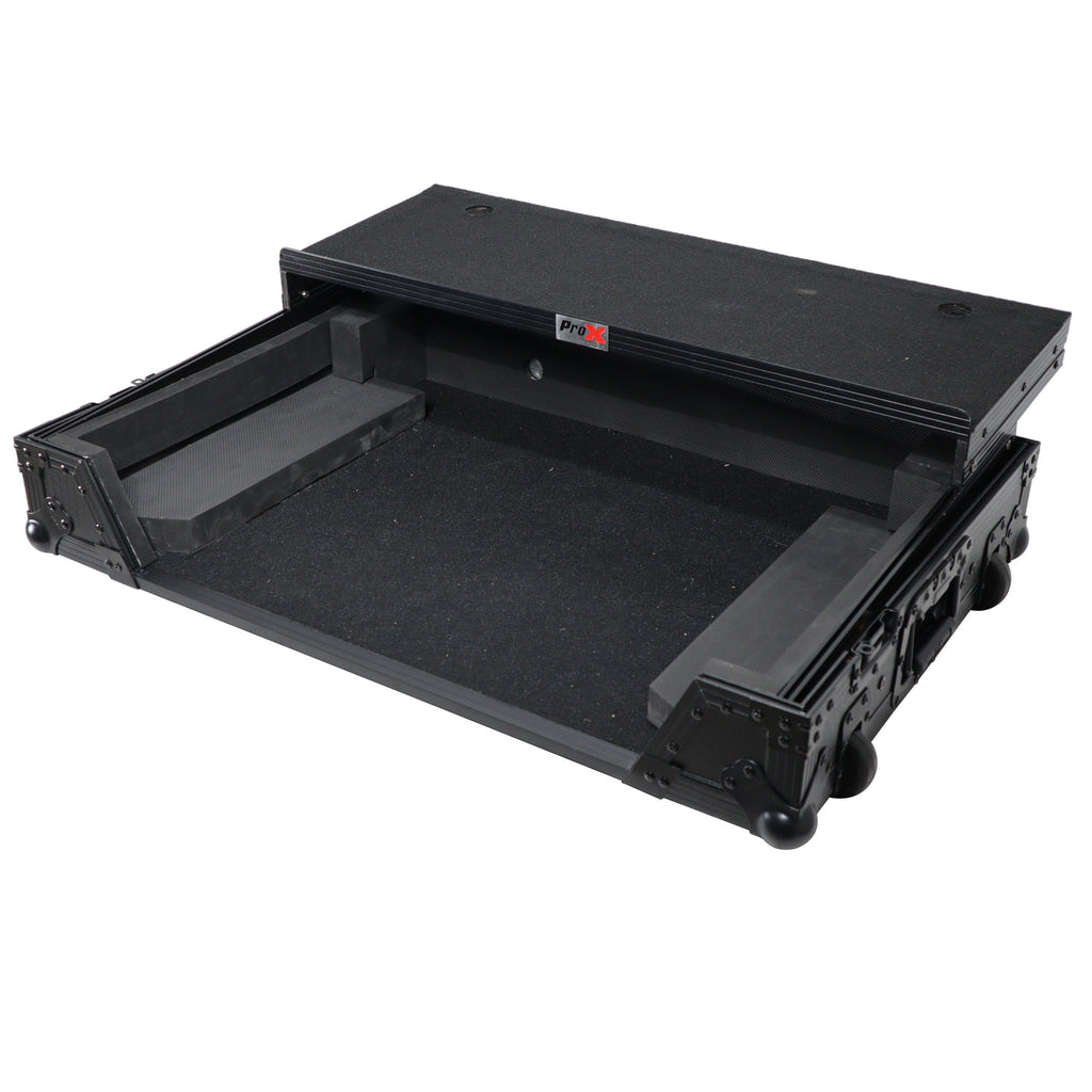 ATA Style DJ Controller Case for Pioneer DDJ-REV5 XDJ-RX3 RX2 Case with Laptop Shelf and Wheels | Black Finish