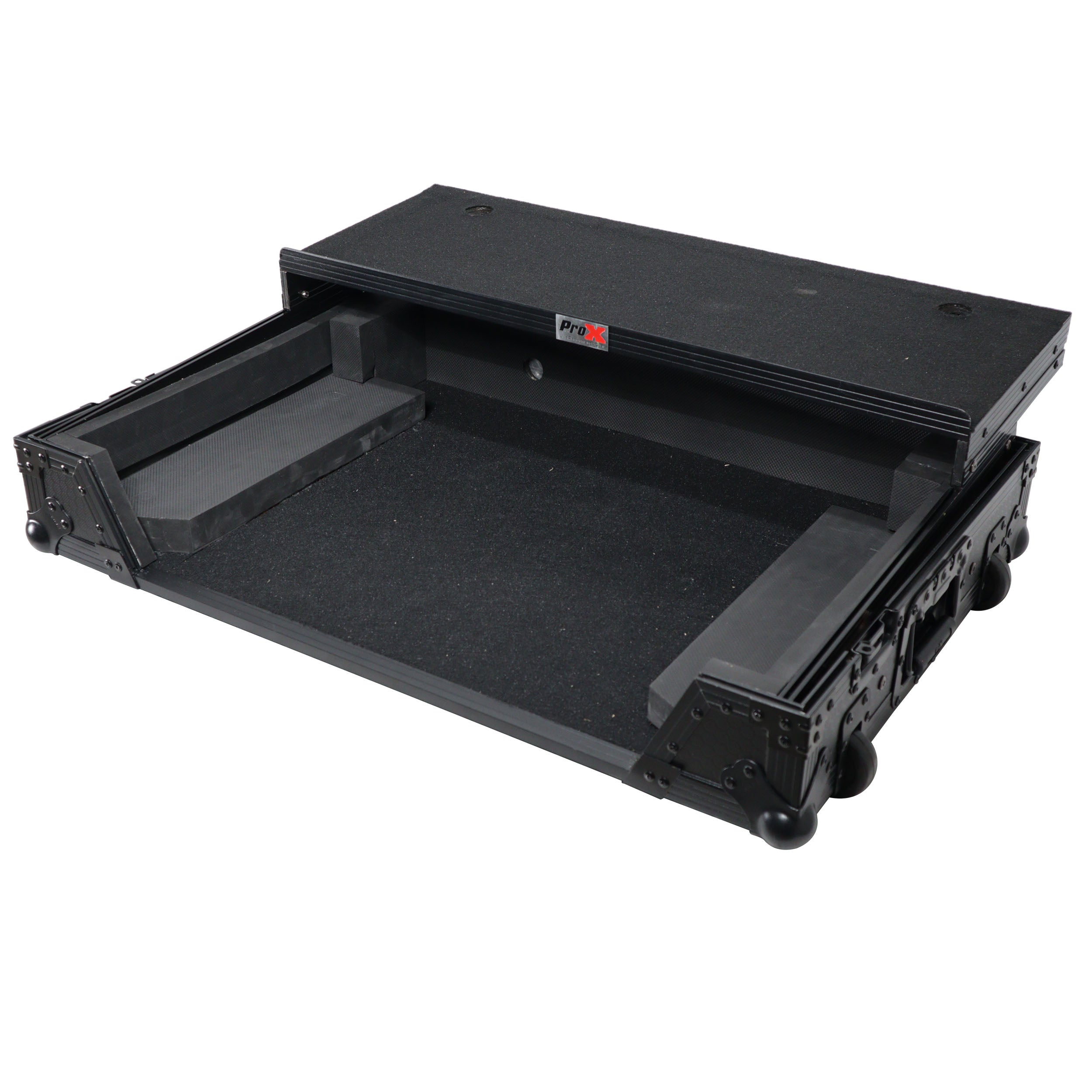 ATA Style DJ Controller Case for Pioneer DDJ-REV5 XDJ-RX3 RX2 Case with Laptop Shelf and Wheels | Black Finish