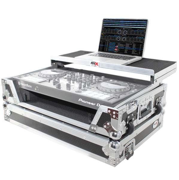 Flight Case For Pioneer DDJ-800 Digital Controller W-Sliding Laptop Shelf and Wheels & 1U Rackspace