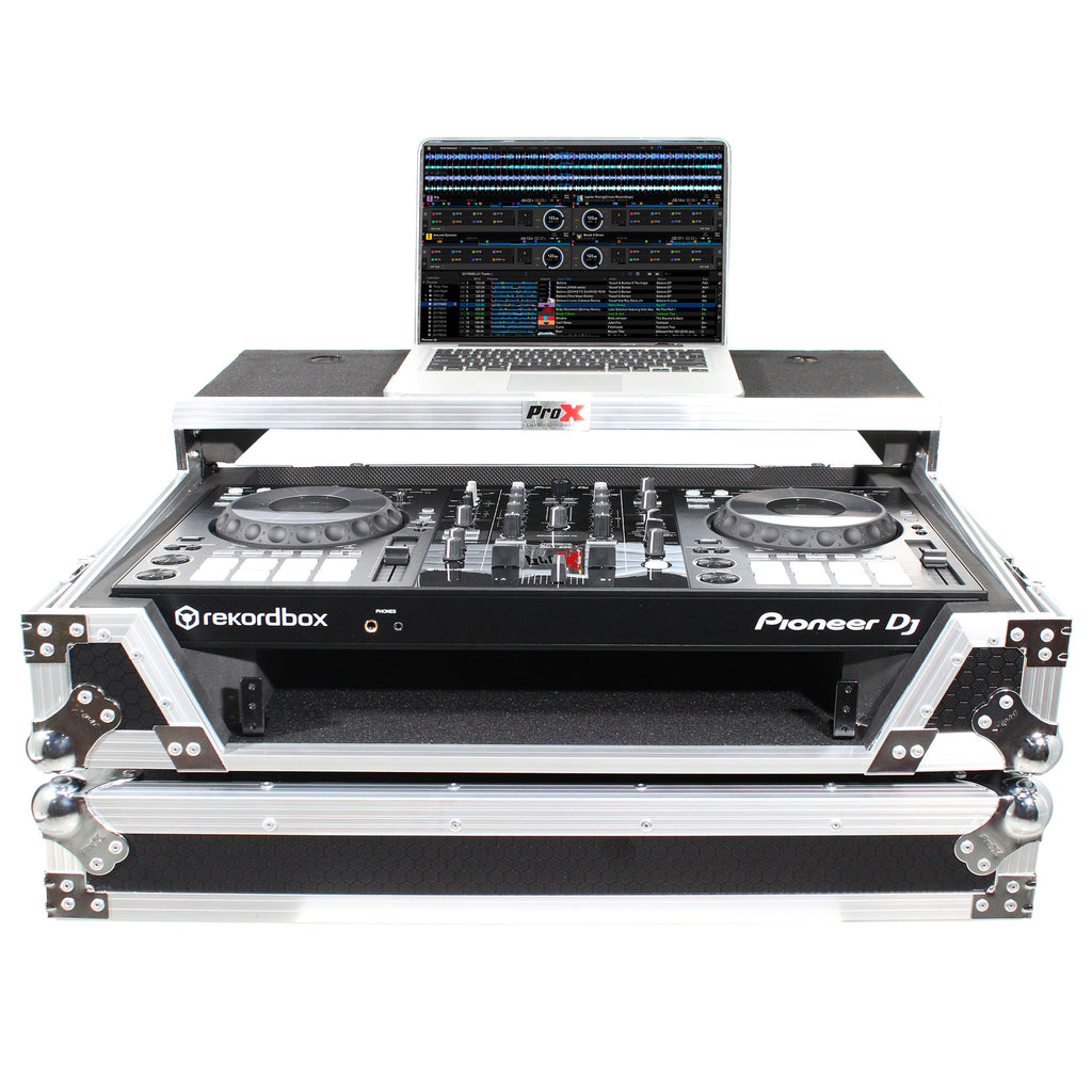 Flight Case For Pioneer DDJ-800 Digital Controller W-Sliding Laptop Shelf and Wheels & 1U Rackspace