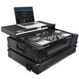 Flight Case For Pioneer DDJ-800 Digital Controller W-Sliding Laptop Shelf and Wheels &1U; Rackspace -Black on Black