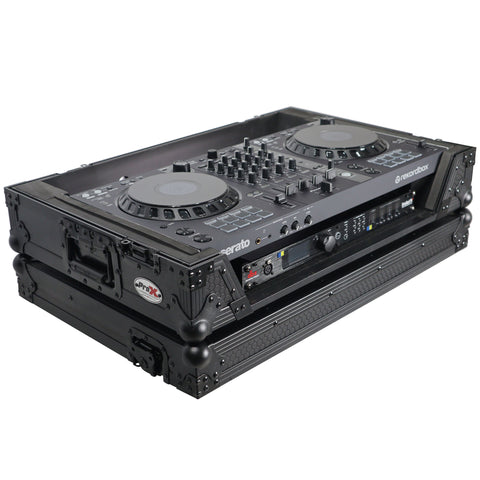 ATA Flight Style Road Case for Pioneer DDJ-FLX6 DJ Controller with 1U Rack Space and Wheels Black