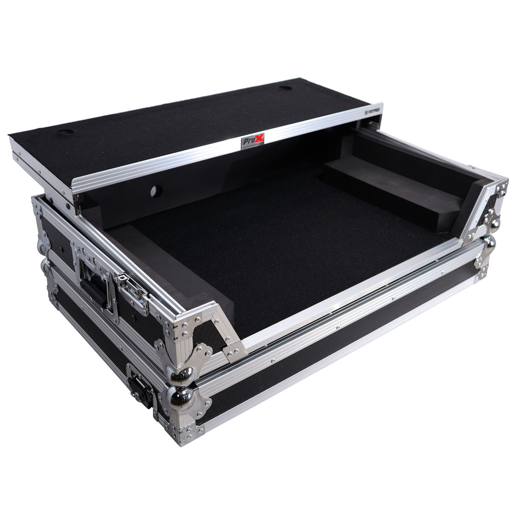 Flight Style Road Case For Pioneer DDJ-FLX10 or DDJ-GRV6 DJ Controller with Laptop Shelf 1U Rack Space and Wheels
